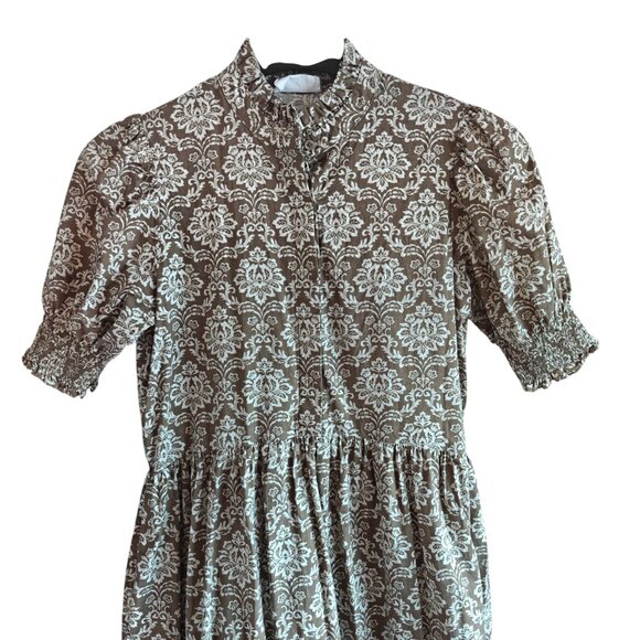 Tuckernuck Hyacinth House Moss Printed Bennett Ruffle Button Front Maxi Dress XS - Picture 6 of 10